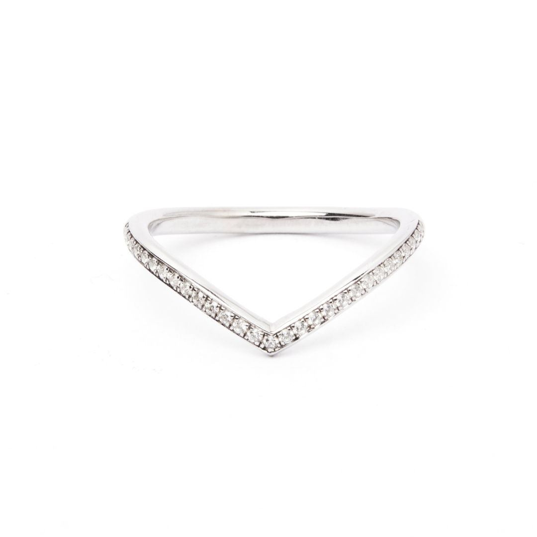 Wishbone Half Eternity Wedding Ring With Lab Grown Diamonds