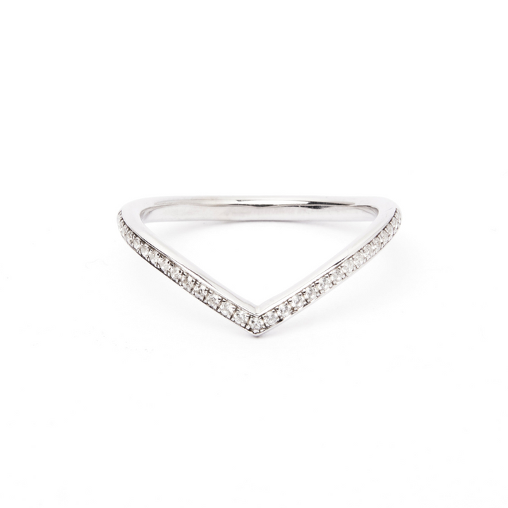 Wishbone Half Eternity Wedding Ring With Lab Grown Diamonds