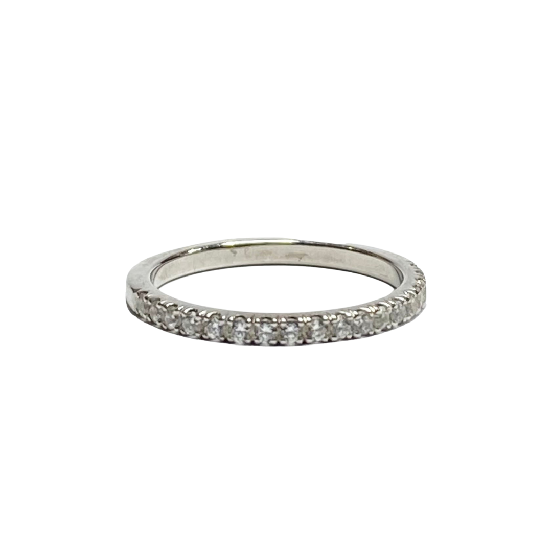 The Collective Dublin Flair Half Eternity Band features a thin silver band pavé set with sparkling lab grown diamonds around half the circumference, shown on a plain white background.