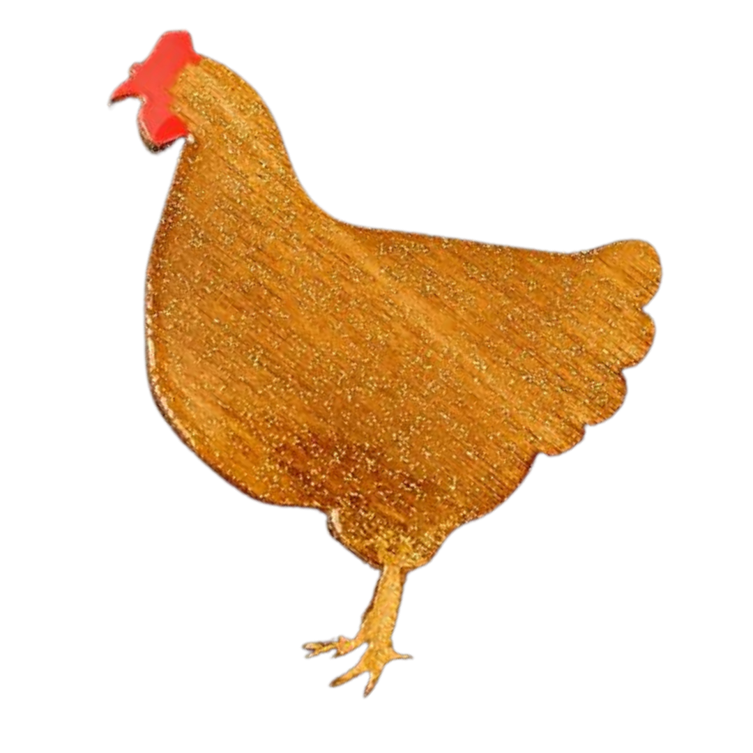 Chicken Pin Brooch Gold