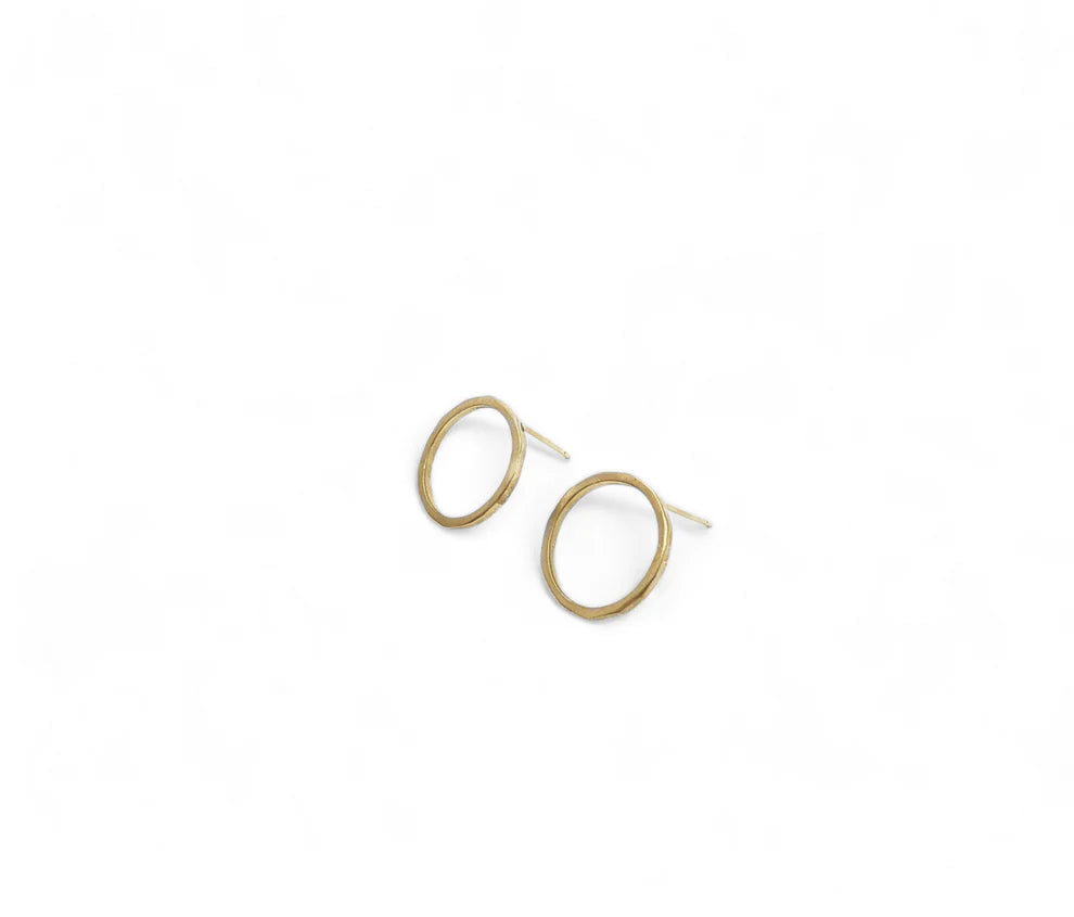 Ancaire Yellow Gold Vermeil Studs by Lynsey de Burca with straight posts set against a plain white background.