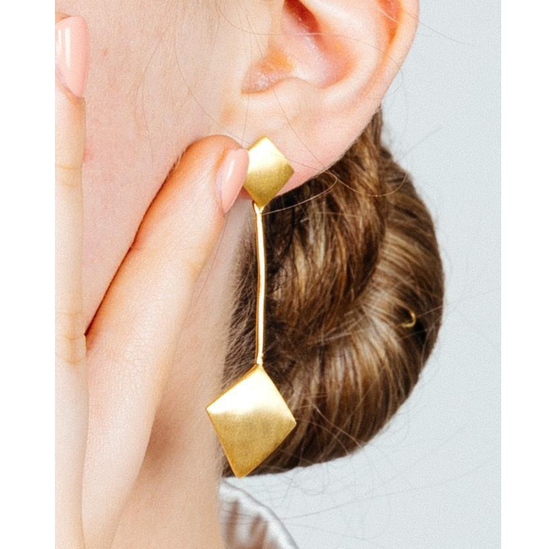 Art Deco Earrings In Gold Vermeil