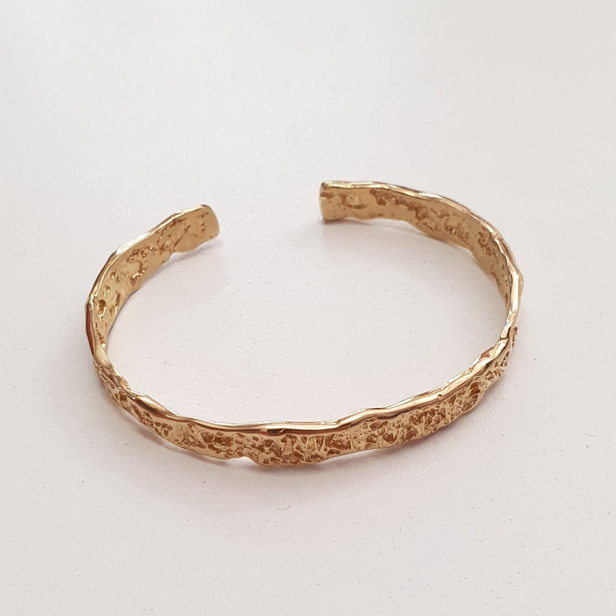 Crackle Texture Bangle in Gold Plated silver