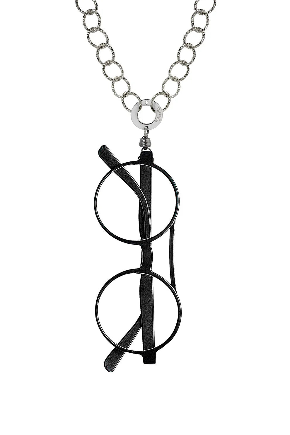 EyesOnOff Eyewear Silver Textured Circular Chain