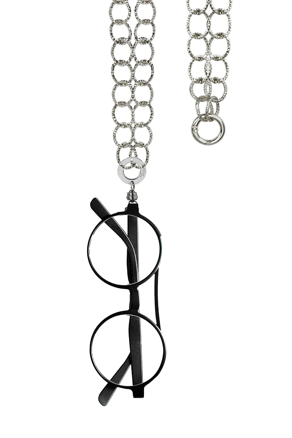 EyesOnOff Eyewear Silver Textured Circular Chain