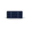 The Elsiem Vibe Balls in Cage Ring is a compact, dark blue SLS nylon accessory with several evenly spaced rectangular openings, resembling a miniature pallet or vent, shown on a plain white background.