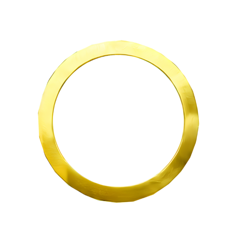 The Gallardo & Blaine Designs Flat Satin Bangle, shown in gold with a sleek, circular silhouette, is displayed against a white background.