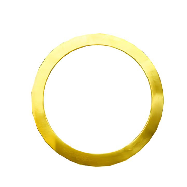The Gallardo & Blaine Designs Flat Satin Bangle, shown in gold with a sleek, circular silhouette, is displayed against a white background.