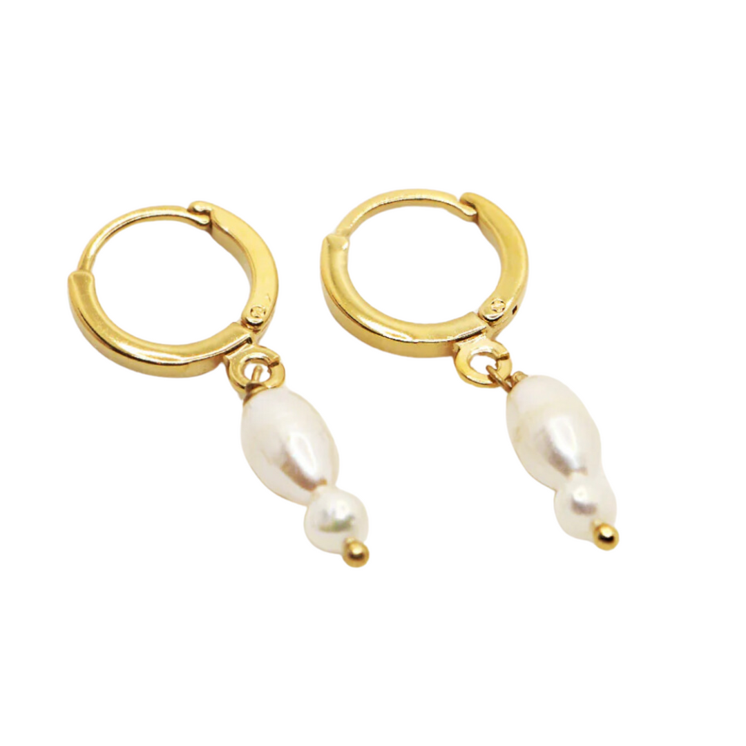 White Pearl Cléa Hoop Earrings
