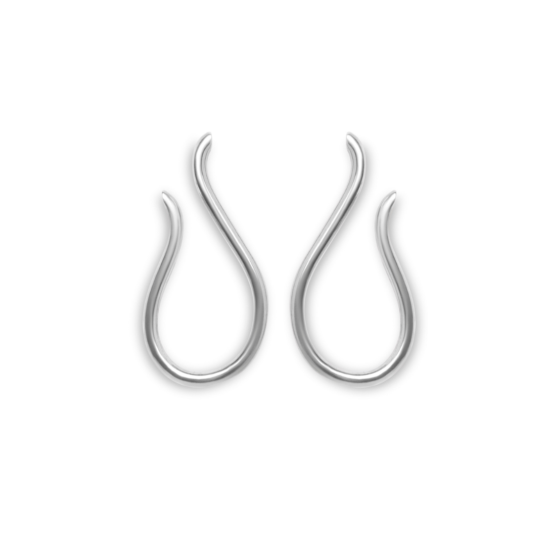 Sea Honey Studs by Gallardo & Blaine Designs—sterling silver earring hooks with flowing curves, displayed on a white background.