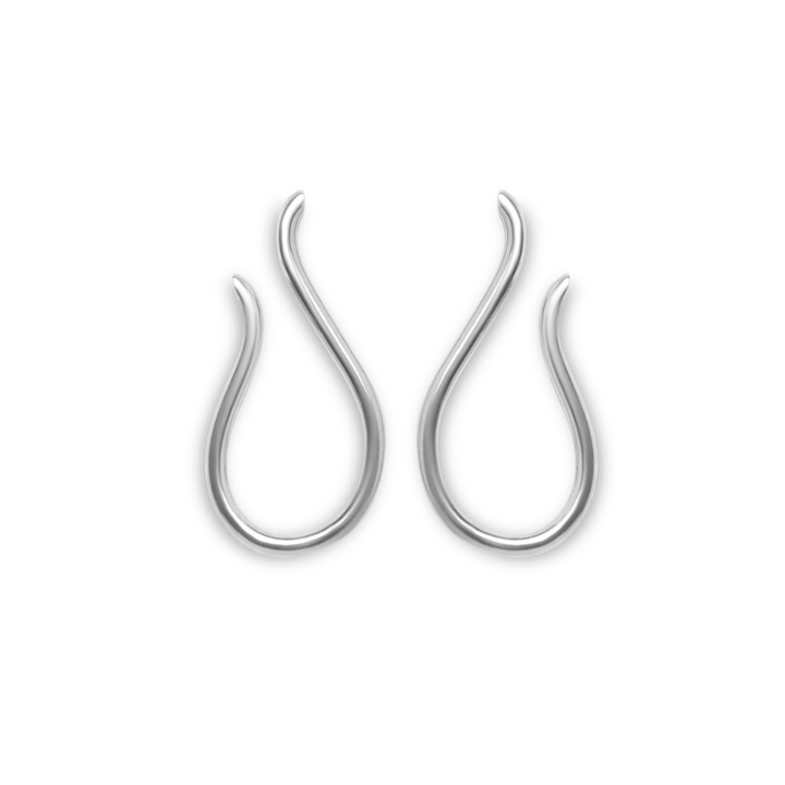 Sea Honey Studs by Gallardo & Blaine Designs—sterling silver earring hooks with flowing curves, displayed on a white background.
