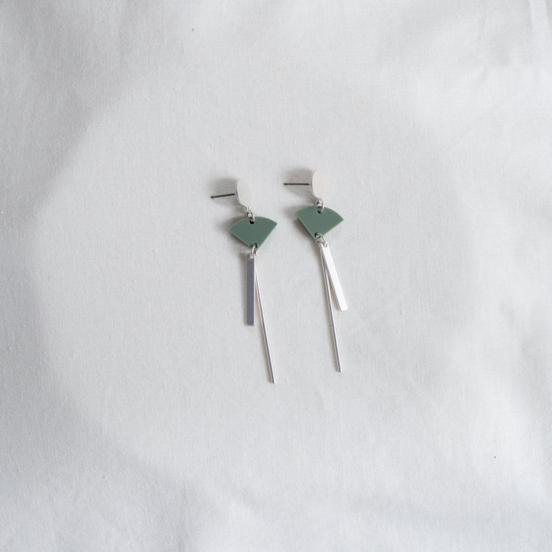 Seagreen Misty Acrylic & Silver Earrings