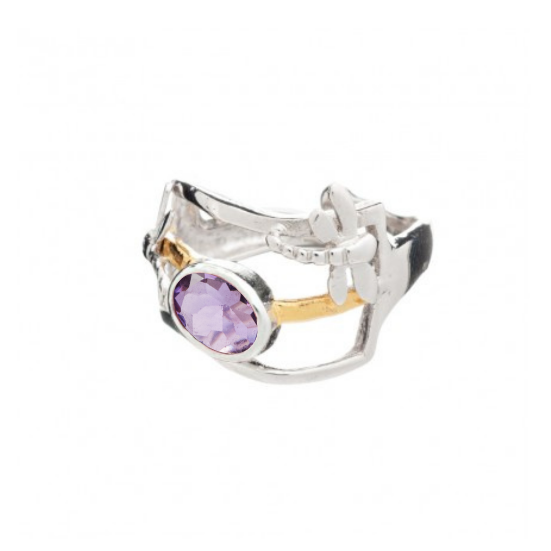 The Small Dragonfly Ring by Gallardo & Blaine Designs features a delicate, organic design with your choice of gemstone, making this enchanting silver accessory both elegant and unique.