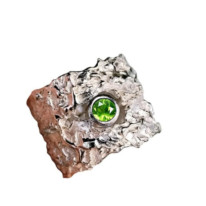 That Place Beyond Wide Silver Ring with Gemstone