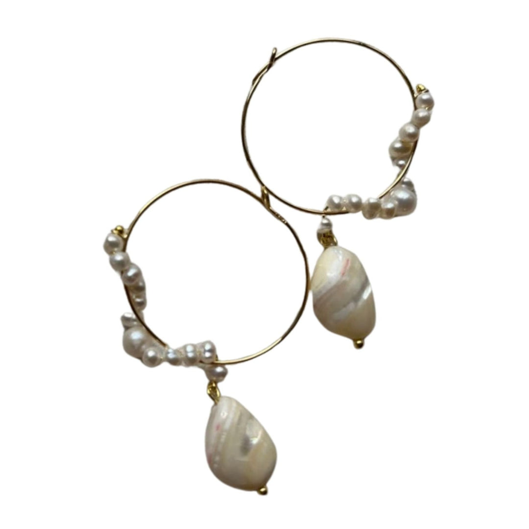 Milkwhite Gold & Pearl Hoop Earrings