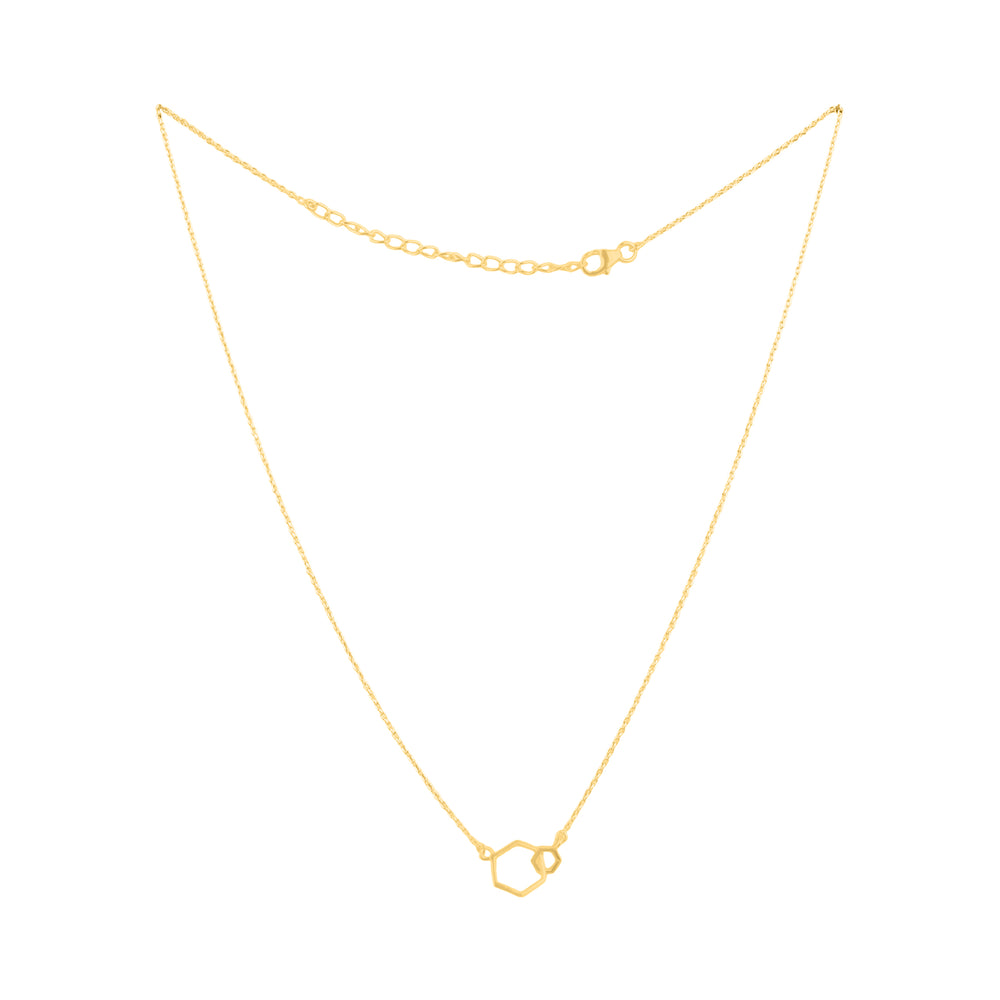 Simple dainty gold plated necklace with intertwined hexagons