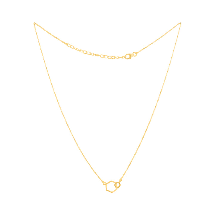 Simple dainty gold plated necklace with intertwined hexagons