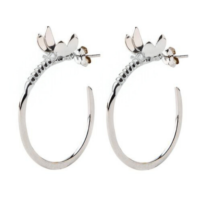 Discover Gallardo & Blaine Designs’ Wildlife Dragonfly Hoop Earrings, available in silver or gold—nature-inspired hoops with a delicate dragonfly motif, perfect for lovers of elegant, unique jewellery.