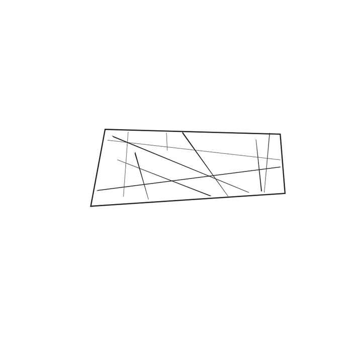 An abstract geometric pattern of intersecting straight lines within a skewed quadrilateral on a white background, inspired by handmade jewelry such as the Zoe Brooch from Alex + Svet.