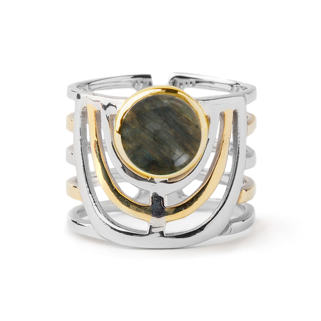 Solar ring in labradorite silver & gold-Gallardo & Blaine Designs