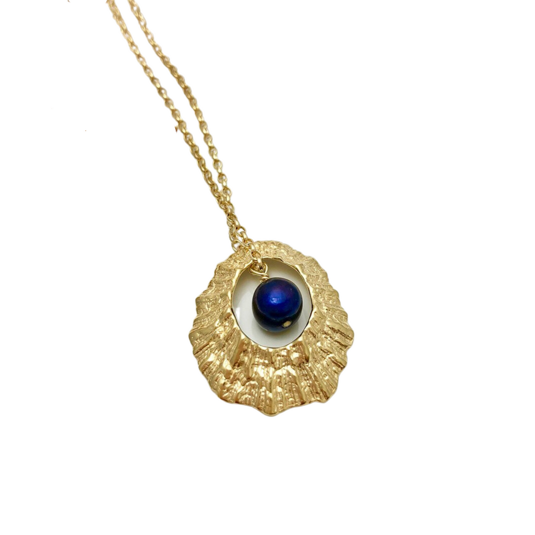 Hollow Limpet Shell Necklace with Pearl Large