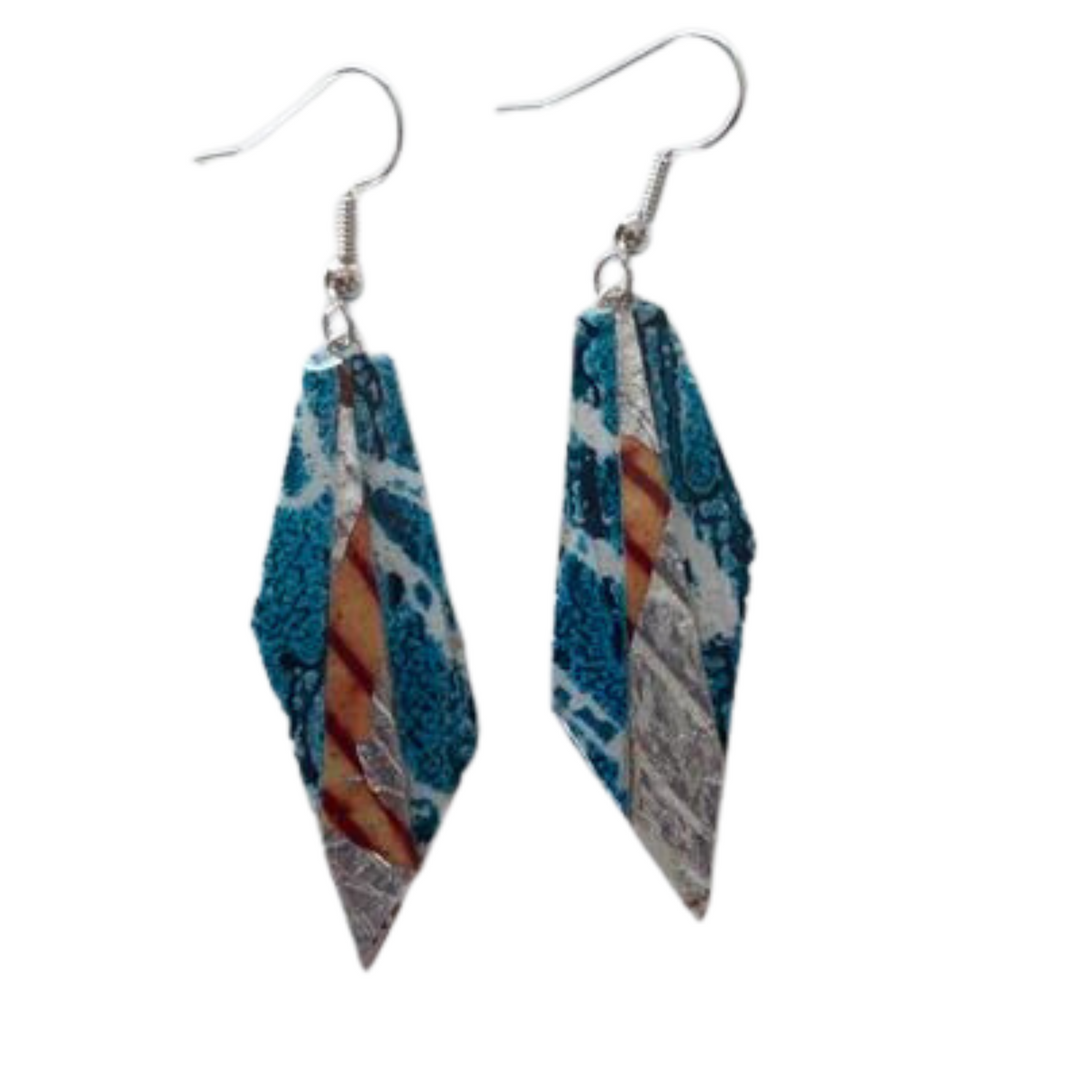Mini Beulah Batik Textile Earrings