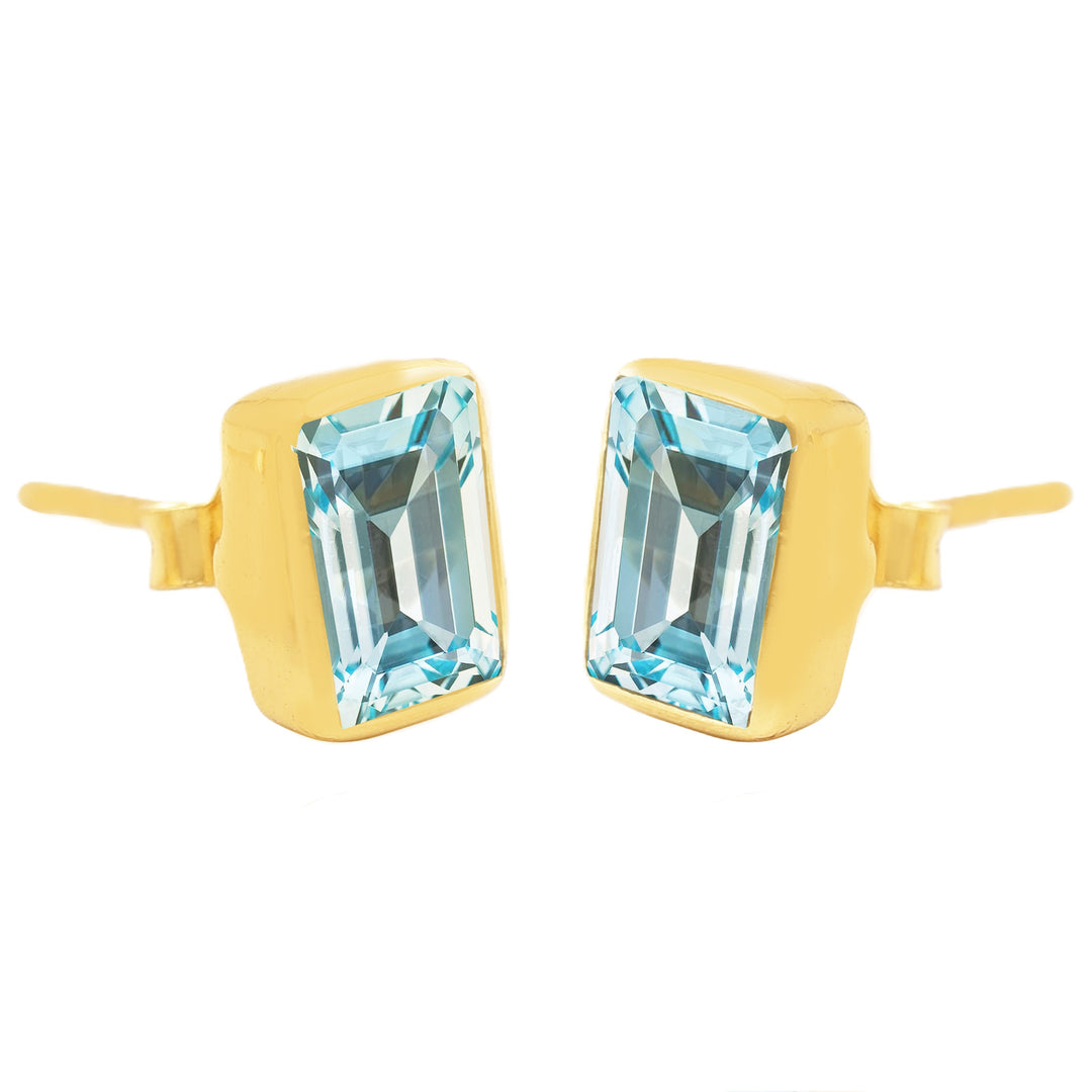 Blue Topaz Rectangle Studs