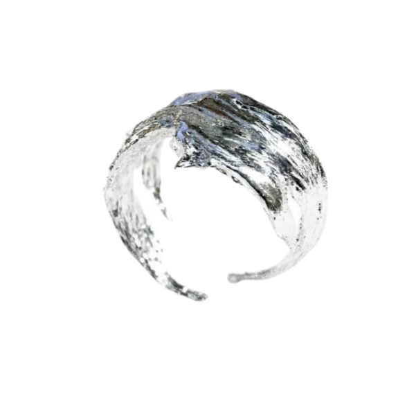Woodland Bark Ring Silver