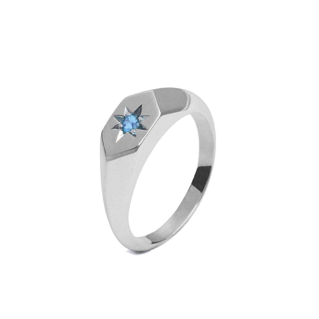 Starlight Aquamarine Birthstone Signet Ring - The Collective Dublin