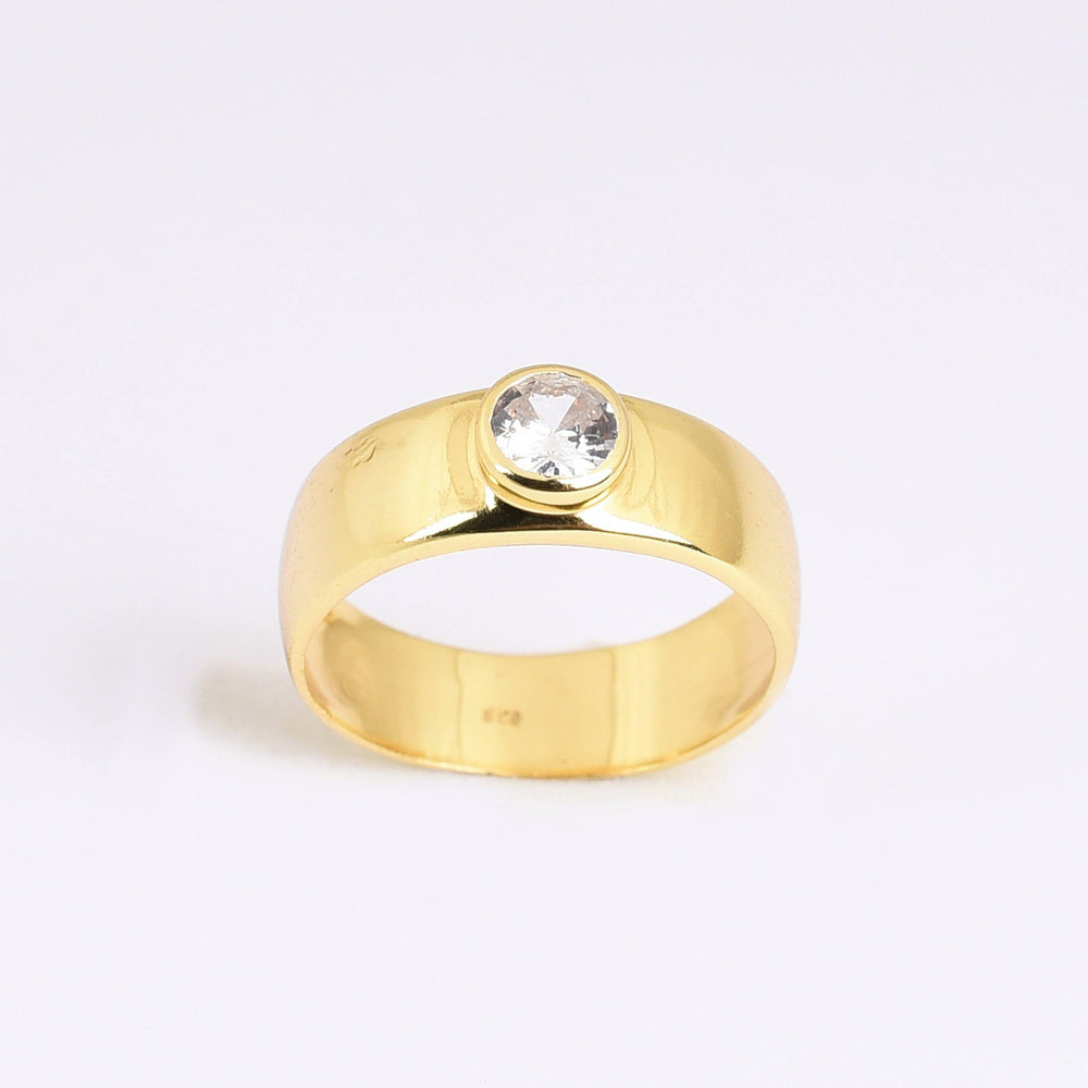 The Collective Dublin - Home to Irish Design - Watermelon Tropical  : Cubic Zirconia Smooth Gold Band Ring