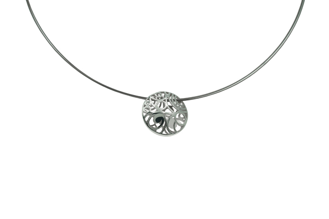 Líos Silver Pendant on Steel Cable