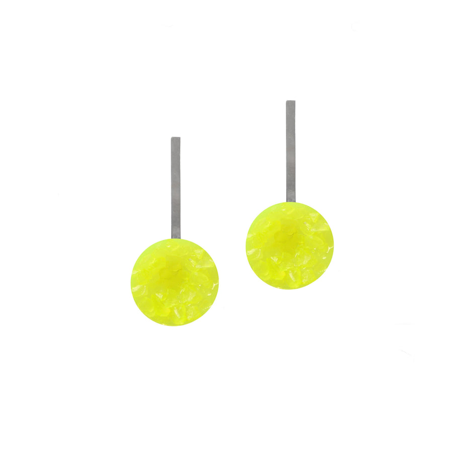 Neon Yellow Sphere Earrings - 1