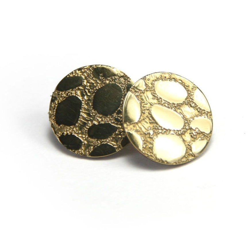 GOLD ETCHED 'SKIN' STUD EARRINGS - Medium  20MM - 1