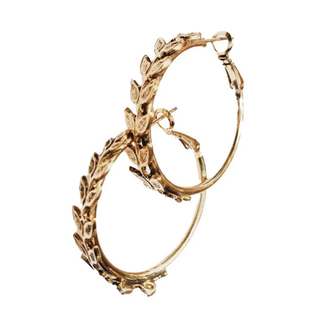 Creole Leaf Earrings Gold