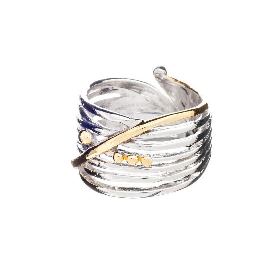Adjustable chunky Bamboo Ring in Silver & Gold - Gallardo & Blaine Designs