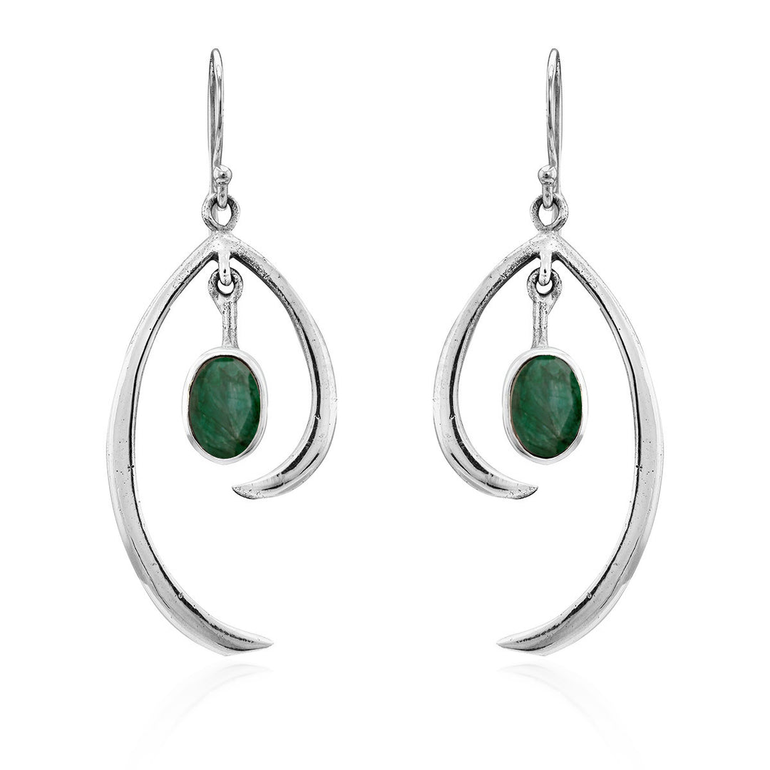 Phoenix Earrings in rough emerald-Gallardo & Blaine Designs
