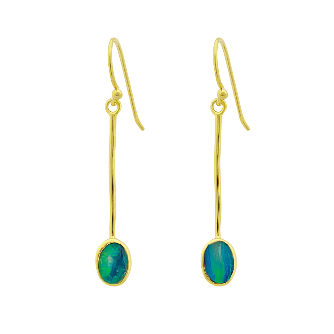 Sequola Earrings in gold vermeil & opal-Gallardo & Blaine Designs