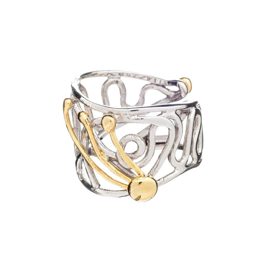 Swirl Ring-adjustable silver & gold ring - Gallardo & Blaine Designs