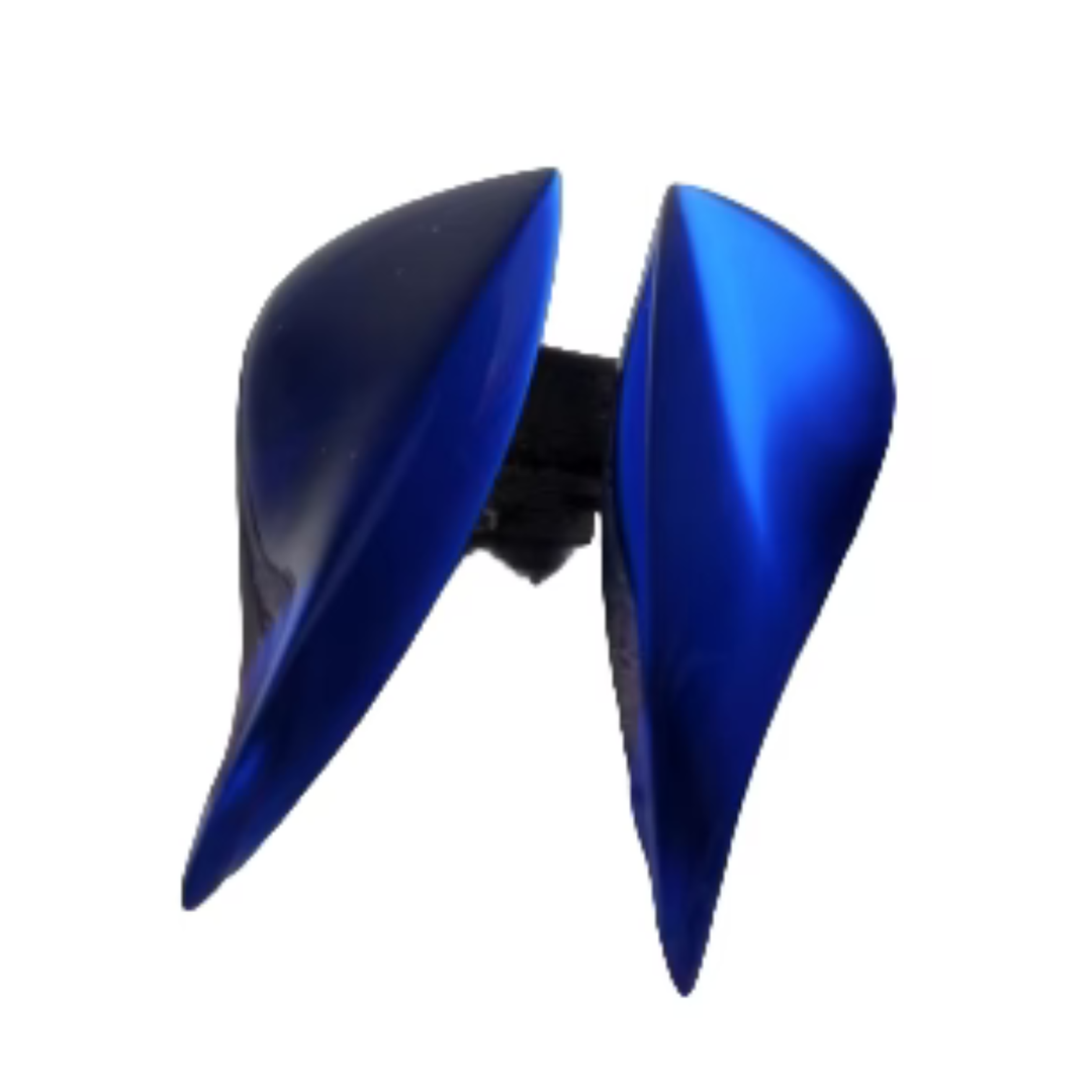 Acrylic Dark Blue Stud Drop Earrings by MX.design offer elegant, wing-inspired curves and modern style with a European touch.