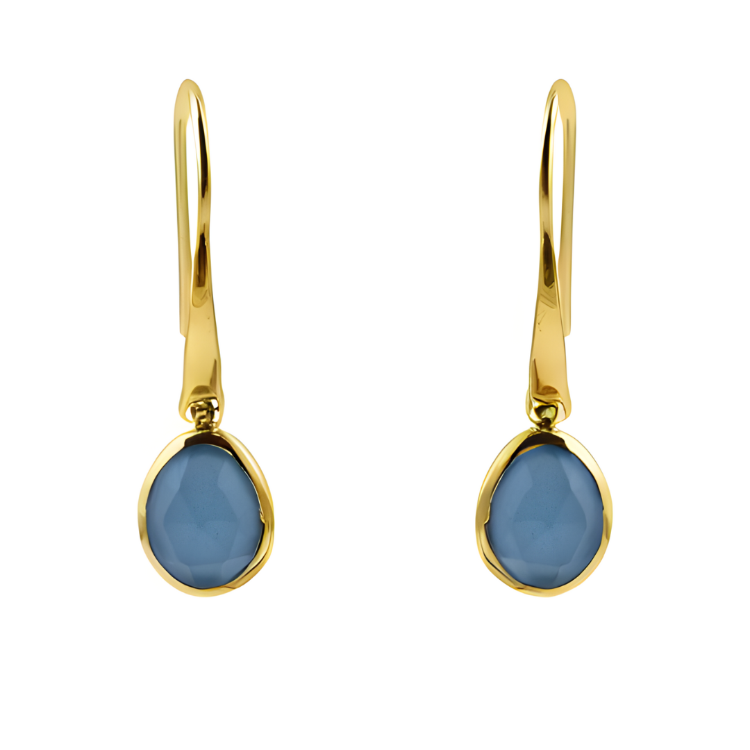 Aqua Chalcedony Earrings (Silver or Gold)