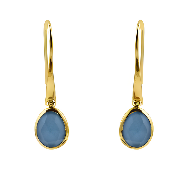 Aqua Chalcedony Earrings (Silver or Gold)