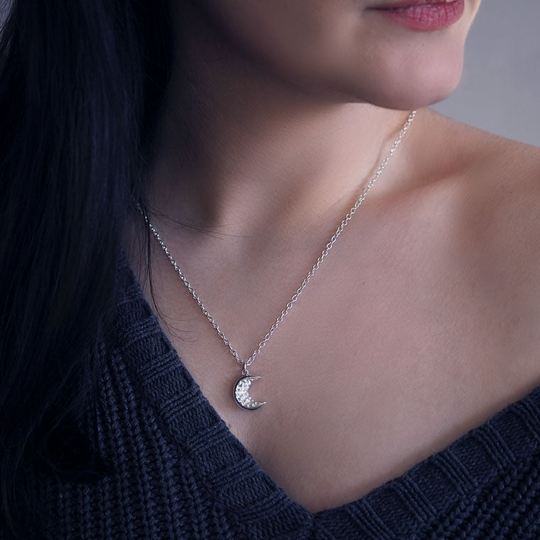 At Piece Moon Pendant Silver