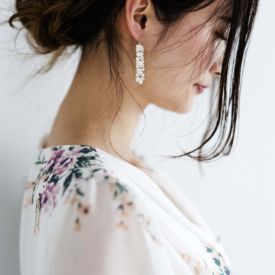 White Sakura Earrings