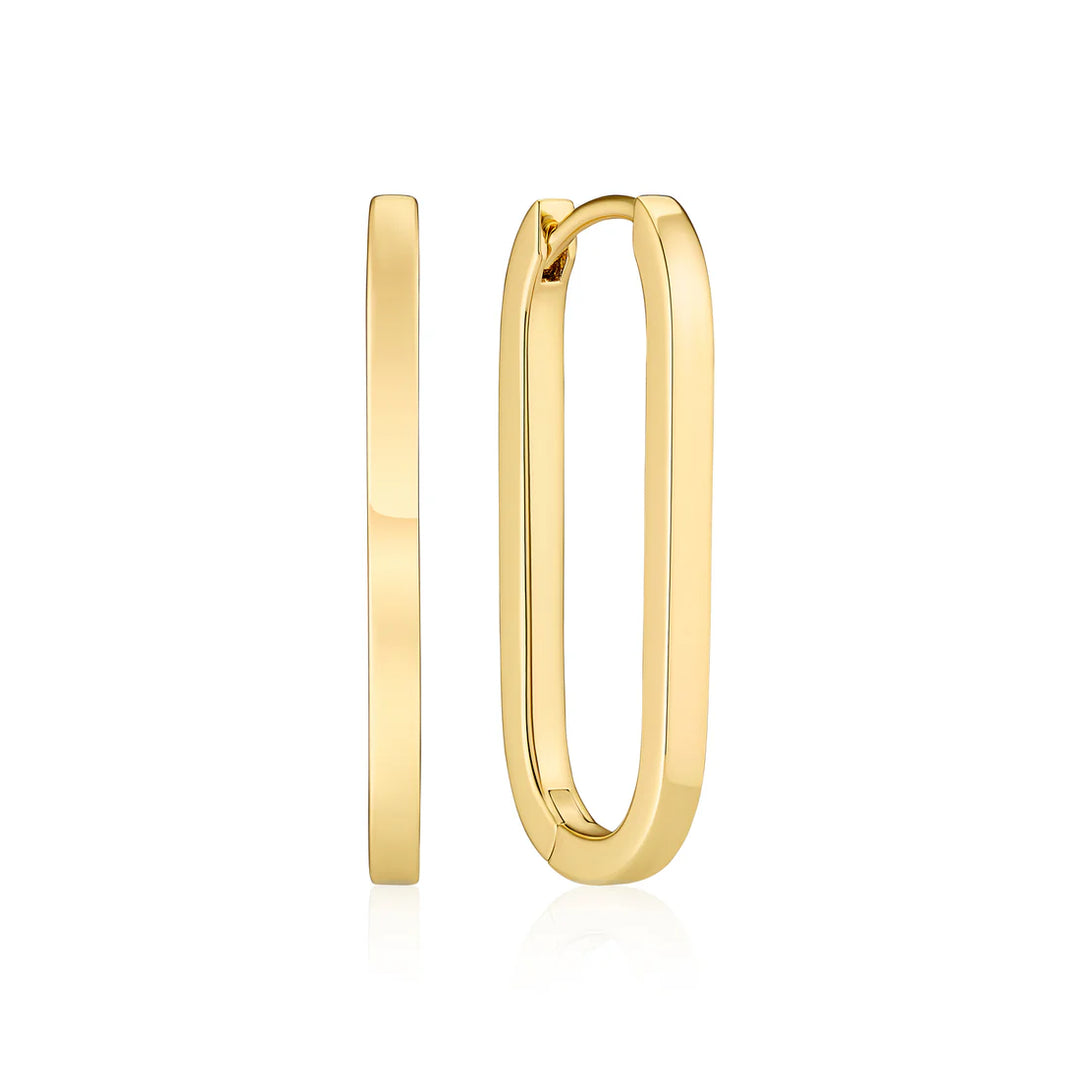 The Capizzi Pianura Medio Oval Hoop Earrings by Sif Jacobs feature a sleek, gold-plated design with a polished finish—ideal for elevating any demi-fine jewelry collection.