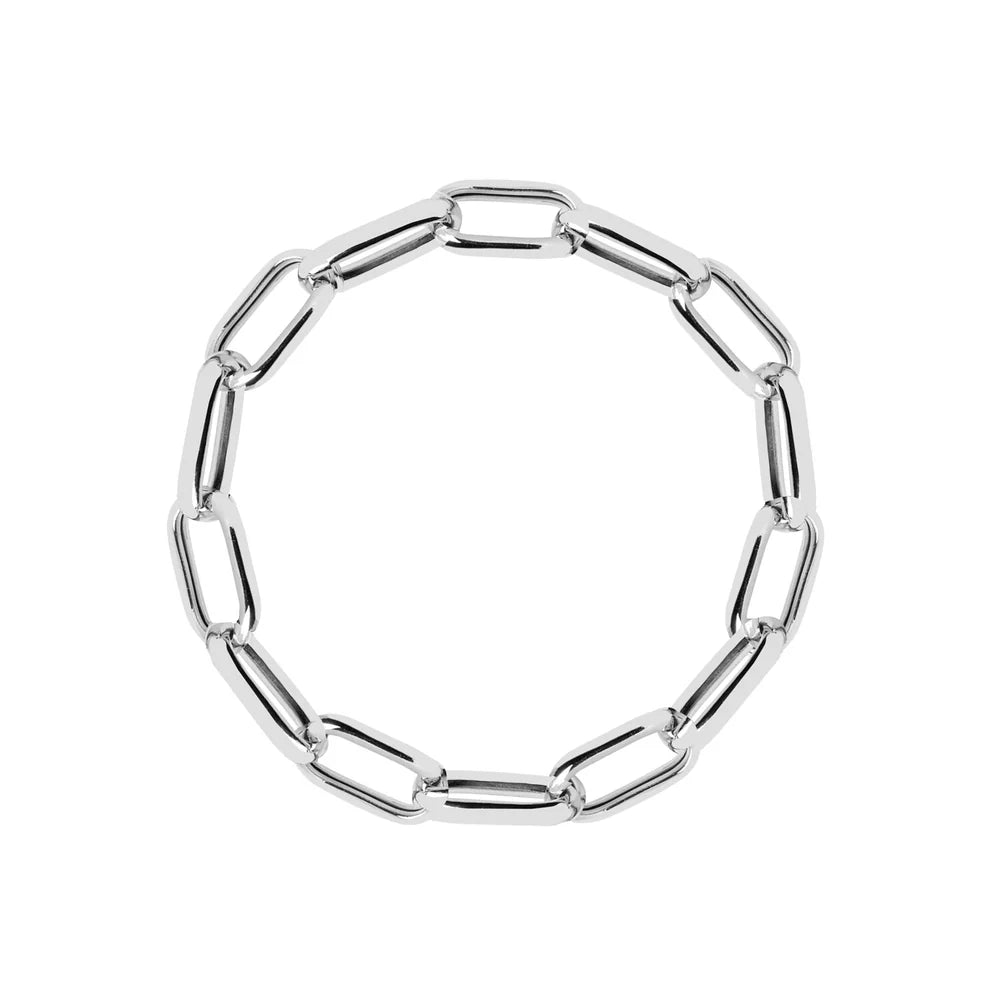 The Capri Bracelet Silver by Sif Jacobs is a chunky Italian-made bracelet with large oval 925 Sterling silver links, shown on a white background.