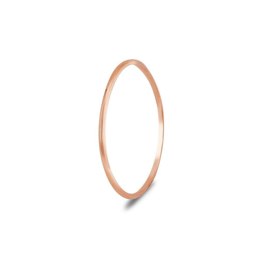The Cosmic Thread 9ct Rose Gold Stacking Ring by Cosmic Boulevard, handcrafted and sleek, is shown on a plain white background with a soft shadow—ideal for effortless everyday style.