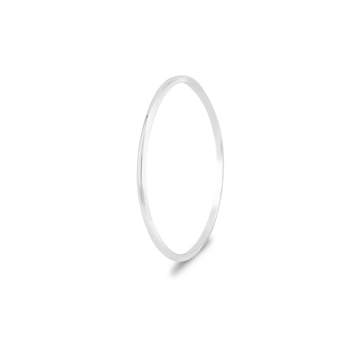 The Cosmic Thread Stacking Ring by Cosmic Boulevard is a slim, handcrafted sterling silver ring shown on a white background with a faint shadow.