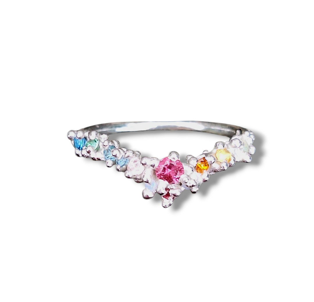 Cosmic Wish SIlver ring with lab grown crystals