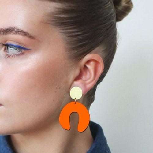 D Doodle Earrings in Orange