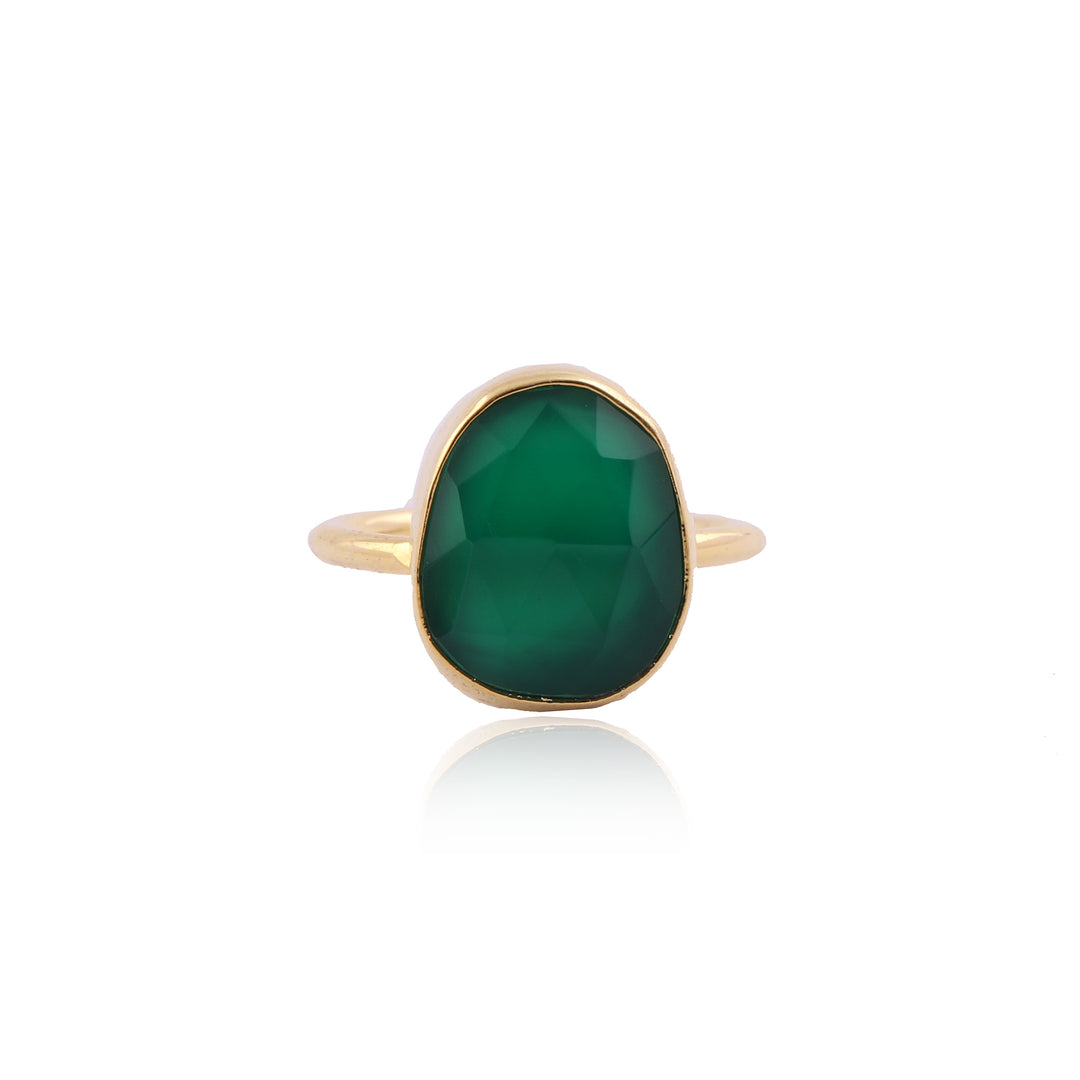 Elizabeth Gold Ring in Rough Emerald